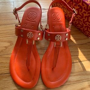 Tory Burch Orange Wedge Sandals